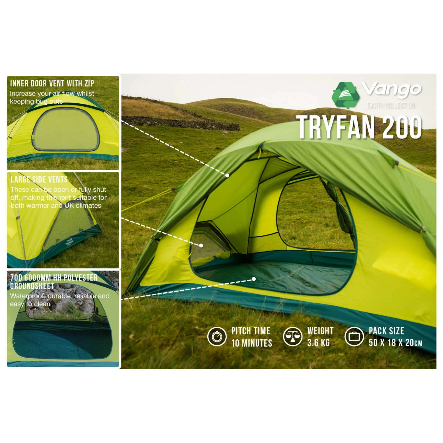 Vango - Tryfan 200 - Tente 2 Places 5 Vango - Tryfan 200 - Tente 2 Places – Image 3